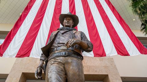 A statue of John Wayne was placed in the airport in 1982, three years after the name change.