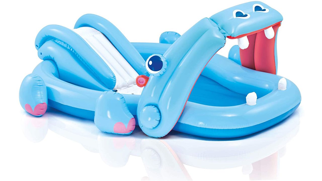 Inflatable Play Center Wading Pool with Slide for Kids