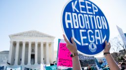 Activists supporting legal access to abortion protest during a demonstration outside the US Supreme Court in Washington, DC, March 4, 2020, as the Court hears oral arguments regarding a Louisiana law about abortion access in the first major abortion case in years. 
