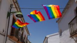 Mandatory Credit: Photo by Carlos Diaz/EPA-EFE/Shutterstock (10692239a)
View of some of the rainbow flags placed by residents at Villanueva de Algaidas town in Malaga, Spain, 26 June 2020. Residents decided to place 400 rainbow flags on occasion of the Gay Pride after the town's Mayor decided to remove the one that was placed at the City Council.
Rainbow flags all over Villanueva de Algaidas after Mayor removed the one at the City Council, Villanueva De Algaidas Malaga, Spain - 26 Jun 2020