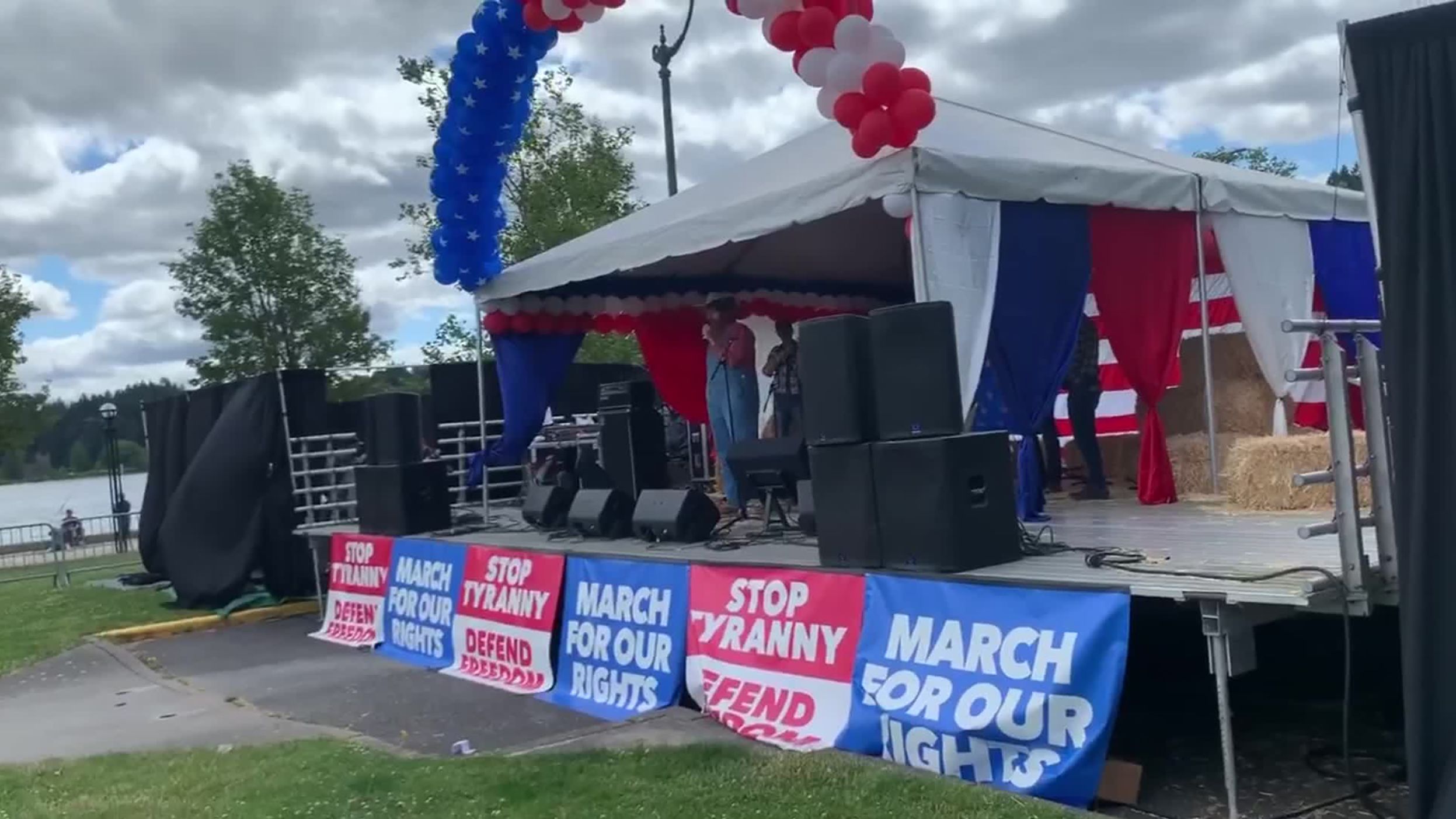 The Olson Bros Band posted a video on Facebook from the event saying, "Had no idea what we were getting into today but apparently we opened for Sacha Baron Cohen at a Trump Rally."