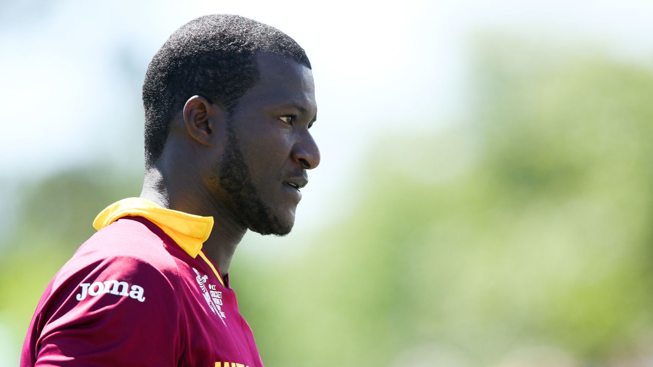 Sammy looks on after being dismissed during the 2015 ICC Cricket World Cup.