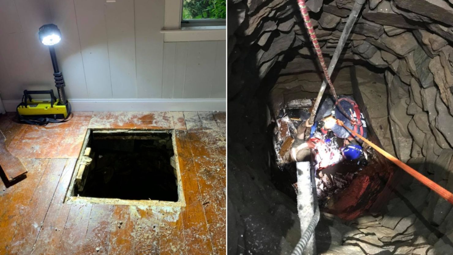 Christopher Town fell through the flooring of a Connecticut home and into the well below.