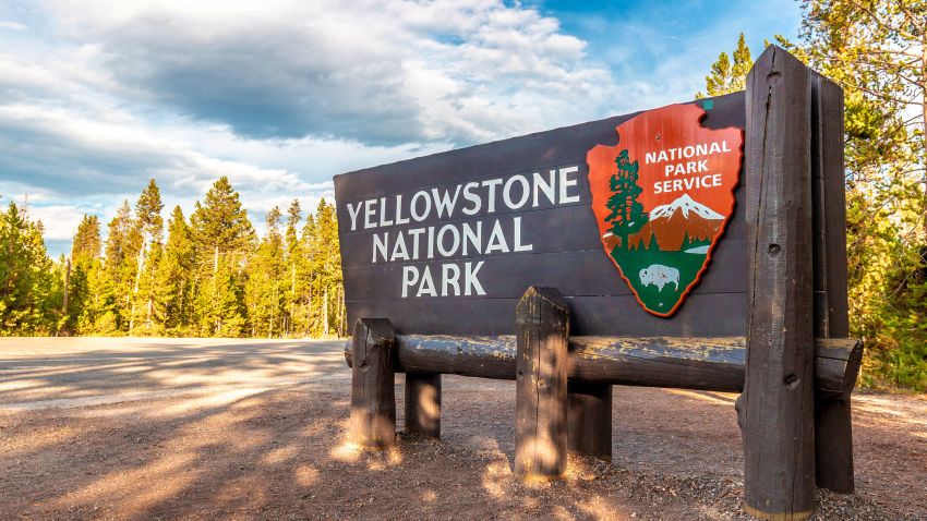 Entrance Sign of Yellowstone National Park, Montana, USA