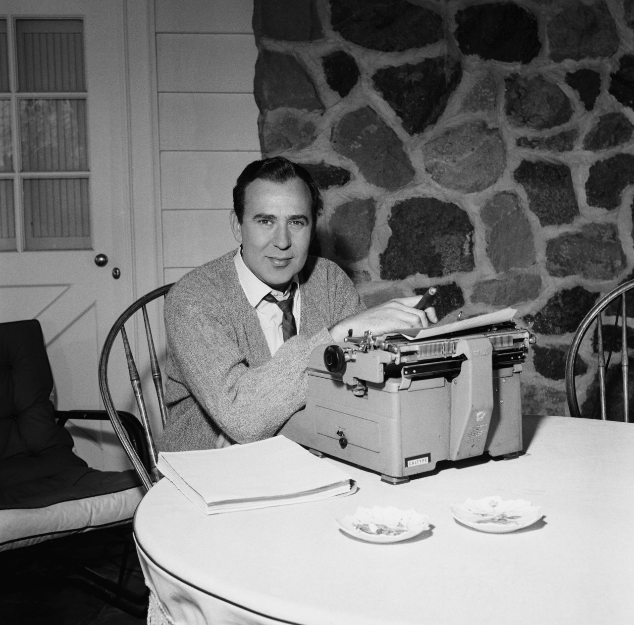 Reiner is pictured at a typewriter in 1960. As a performer, Reiner preferred to play straight man or work behind the scenes.<br />.