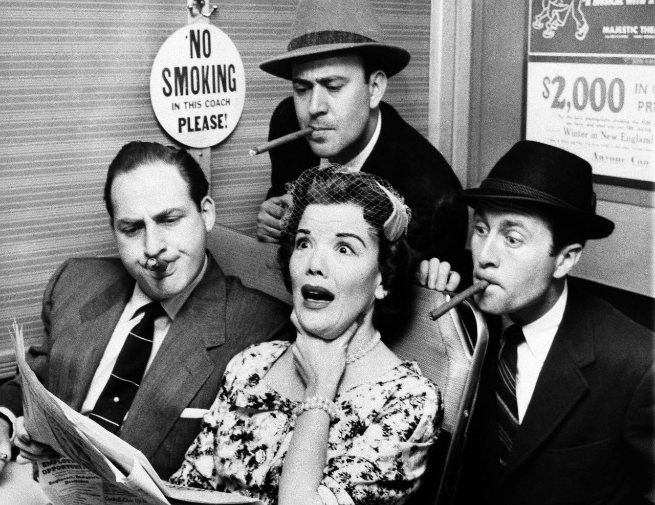 Reiner and Caesar also starred in "Caesar's Hour," from 1954-1957. In this scene from April 1955, Reiner, top center, Caesar, left, and Howard Morris, right, smoke while trying to read Nanette Fabray's newspaper. Reiner won two Emmy Awards for his performance on the show.