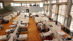A screenshot of the inside of a field hospital in South Africa being used to treat Covid-19 patients.