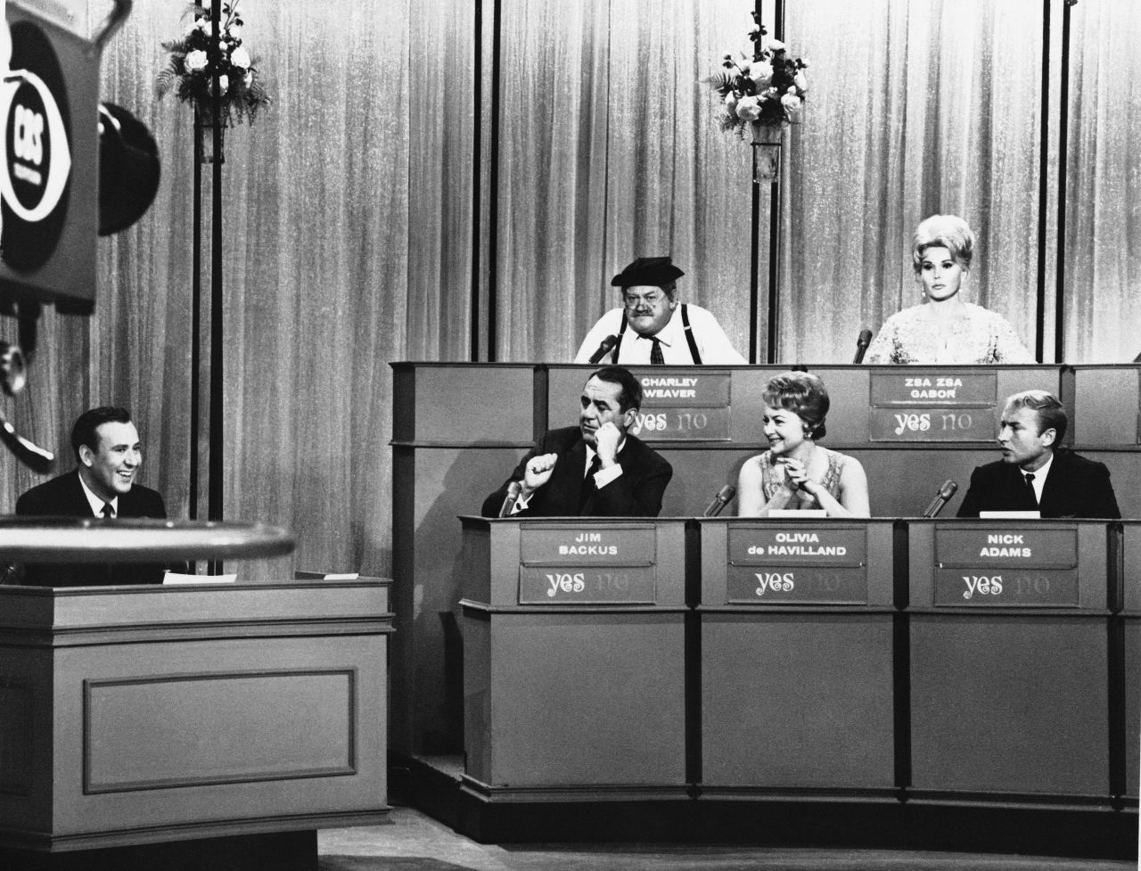 Reiner, left, hosts "The Celebrity Game" in March 1965.