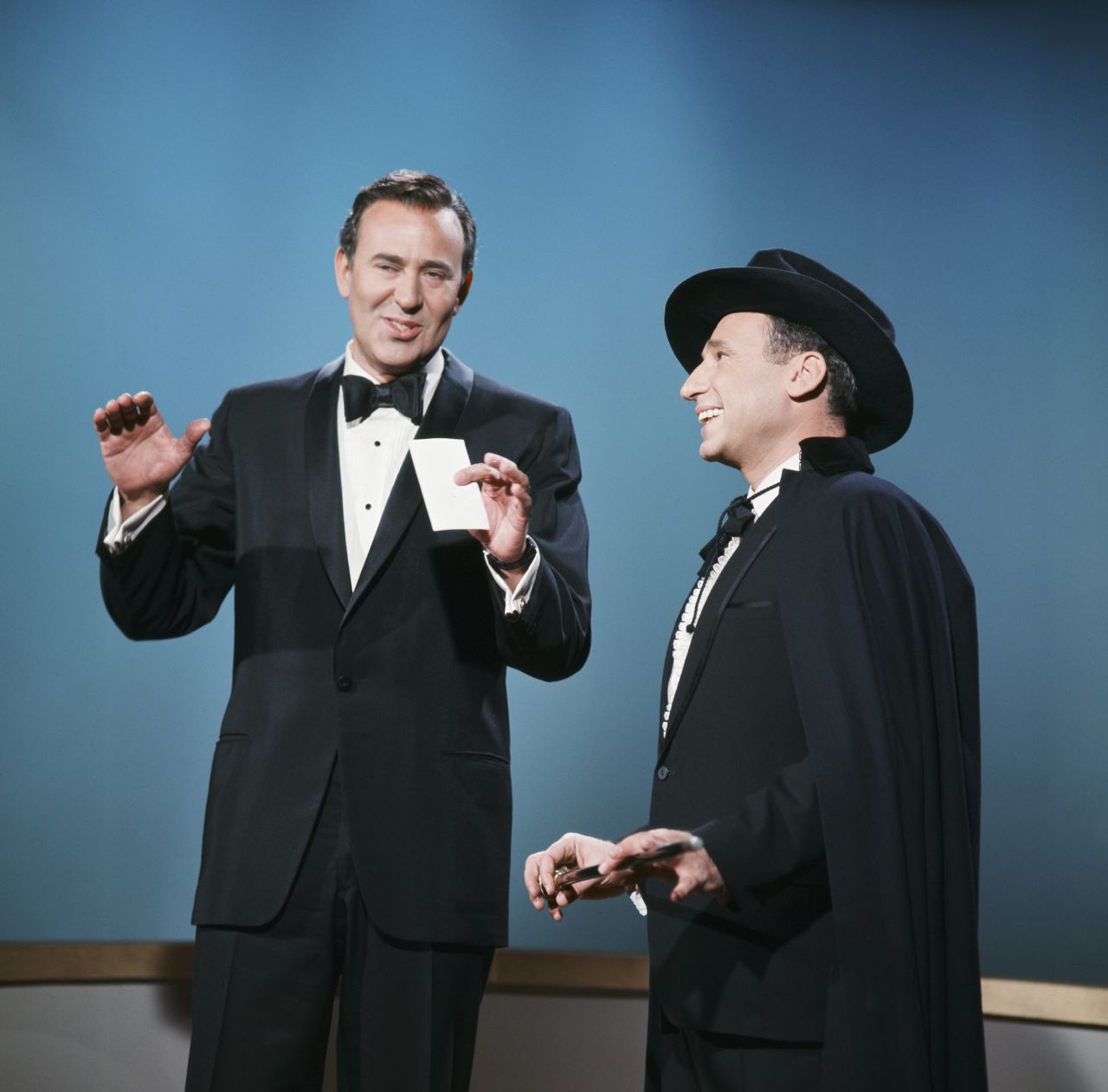 Reiner, left, and Mel Brooks perform "The 2000 Year Old Man in the Year 2000" skit on the "The Andy Williams Show" in 1966. The two were frequent collaborators.