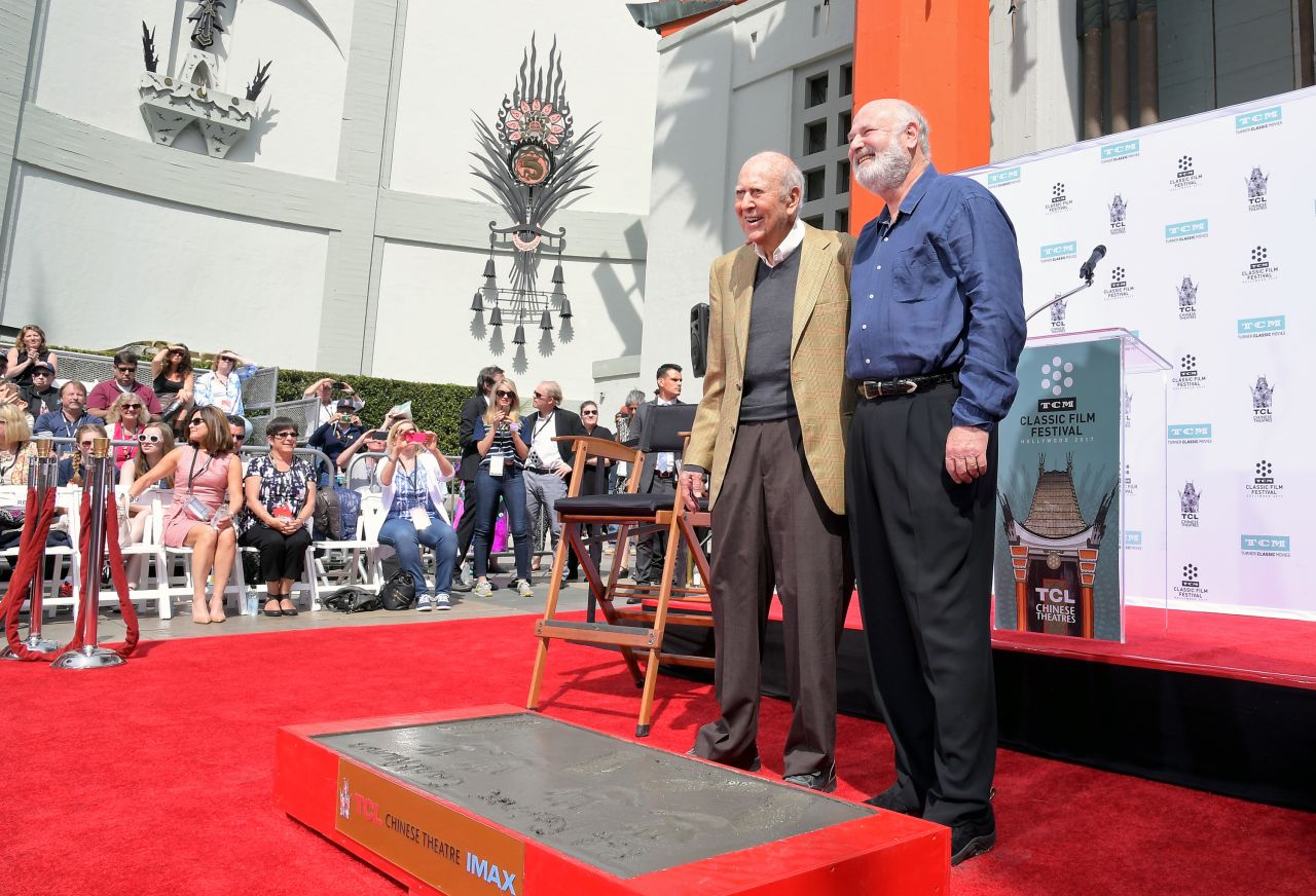 Reiner and his son Rob attend a hand and footprint ceremony during the 2017 TCM Classic Film Festival in Los Angeles.