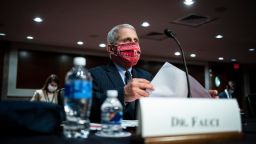 Director of the National Institute of Allergy and Infectious Diseases Dr. Anthony Fauci wears a face mask as he arrives for a Senate Health, Education, Labor and Pensions Committee hearing on Capitol Hill in Washington, Tuesday, June 30, 2020. 