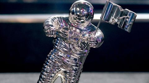 The MTV Moon Man statue, on display at the 2019 MTV Video Music Awards at Prudential Center in Newark, New Jersey. 