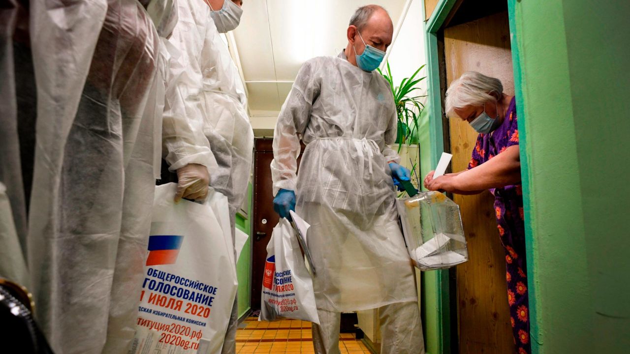 Voting by mobile ballot box in Moscow on Monday.