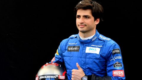 Sainz poses for a photo ahead of the Formula 1 Australian Grand Prix in Melbourne on March 12, 2020. The race was eventually postponed because of the coronavirus pandemic.