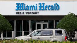 The Miami Herald newspaper office building is shown, Thursday, Feb. 13, 2020, in Doral, Fla. McClatchy, the publisher of the Miami Herald, The Kansas City Star and dozens of other newspapers nationwide, is filing for bankruptcy protection. The company has struggled to pay off debt while revenue shrinks because more readers and advertisers are going online. (AP Photo/Wilfredo Lee)