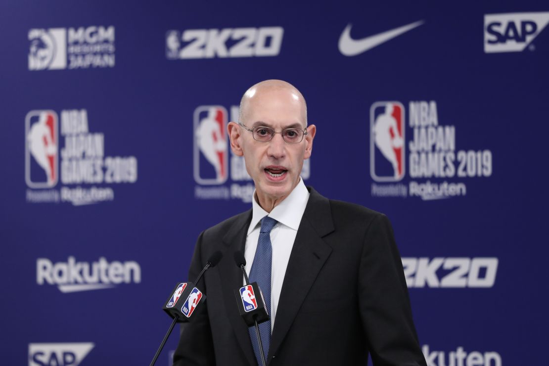 Silver speaks during a press conference prior to the preseason game between Houston Rockets and Toronto Raptors in Saitama, Japan.