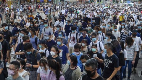 Hundreds of protesters turned out in Hong Kong on Wednesday in protest against the new national security law.