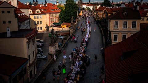 The dinner table wove through Prague's streets and across Charles Bridge.