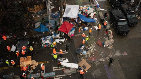 City crews on July 1 dismantle the CHOP.