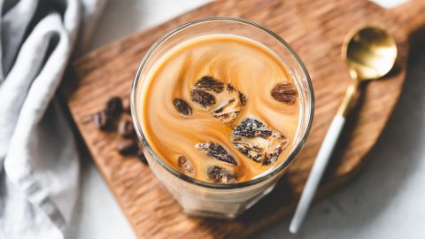 Coffee with coffee ice cubes