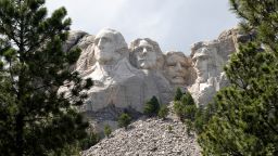 KEYSTONE, SOUTH DAKOTA - JULY 01: The busts of U.S. presidents George Washington, Thomas Jefferson, Theodore Roosevelt and Abraham Lincoln tower over the Black Hills at Mount Rushmore National Monument on July 01, 2020 in Keystone, South Dakota. President Donald Trump is expected to visit the monument and  make remarks before the start of a fireworks display on July 3. (Photo by Scott Olson/Getty Images)