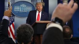 President Donald Trump speaks to the media in the briefing room at the White House on July 2, 2020 in Washington, DC.