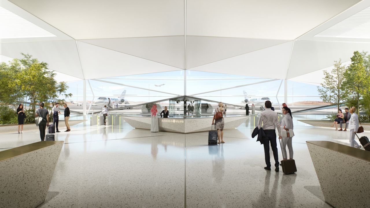 Inside, the airport is designed to be just as swanky, as this rendering illustrates.