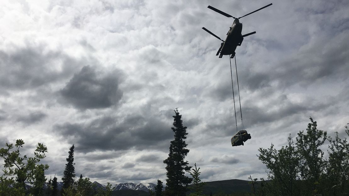 The Alaska Army National Guard airlifted Bus 142 off the Stampede Trail on June 18.