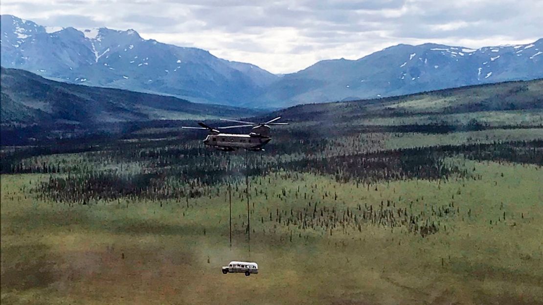 The Alaska Army National Guard removed Bus 142 from the Stampede Trail on June 18, 2020.