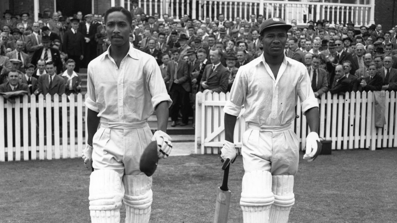 Worrall and Weekes head out to bat at Trent Bridge in Nottingham, England.