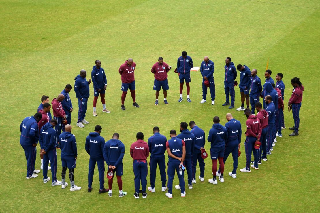 The West Indies team observed a minutes silence in memory of Weekes today.