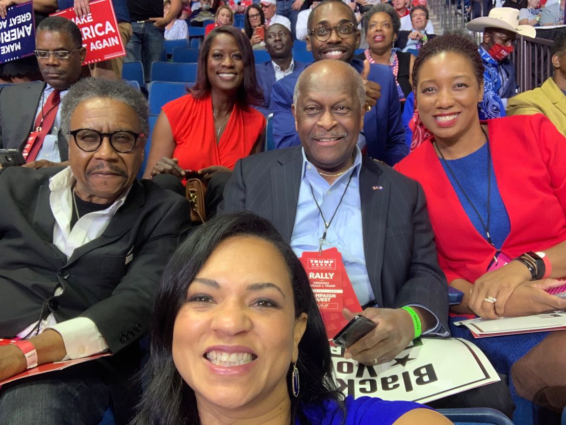 Former 2012 Republican presidential candidate Herman Cain at a Trump rally on June 20 in Tulsa, Oklahoma. Cain died of Covid-19 in July. 