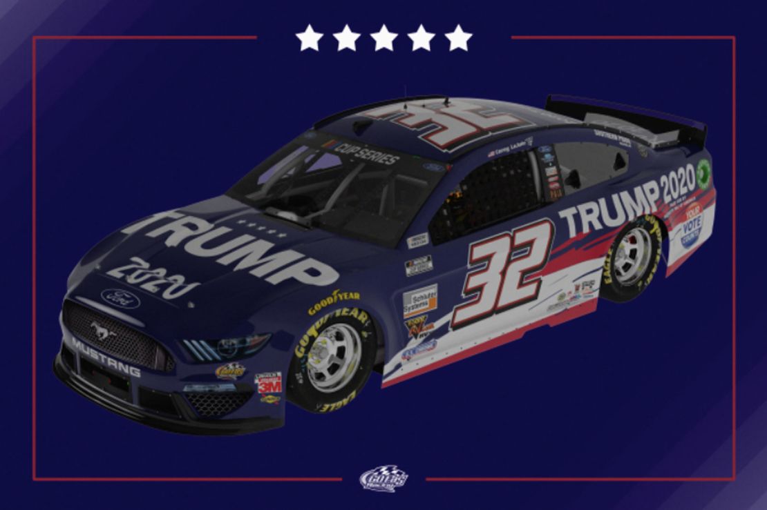 Driver Corey LaJoie will be driving the No. 32 Ford car with "Trump 2020" painted on it.