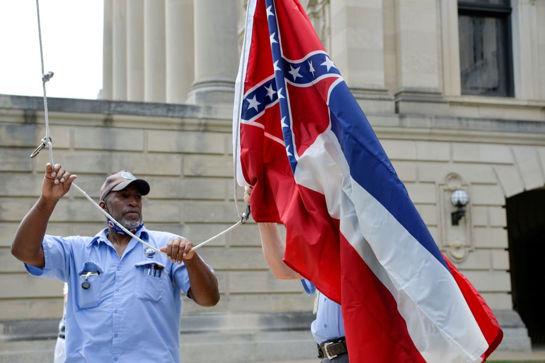 Willie Townsend, an employee of the Mississippi State Capitol, on June 30, 2020, hours before Mississippi Governor Tate Reeves signed a bill into law replacing the current state flag.