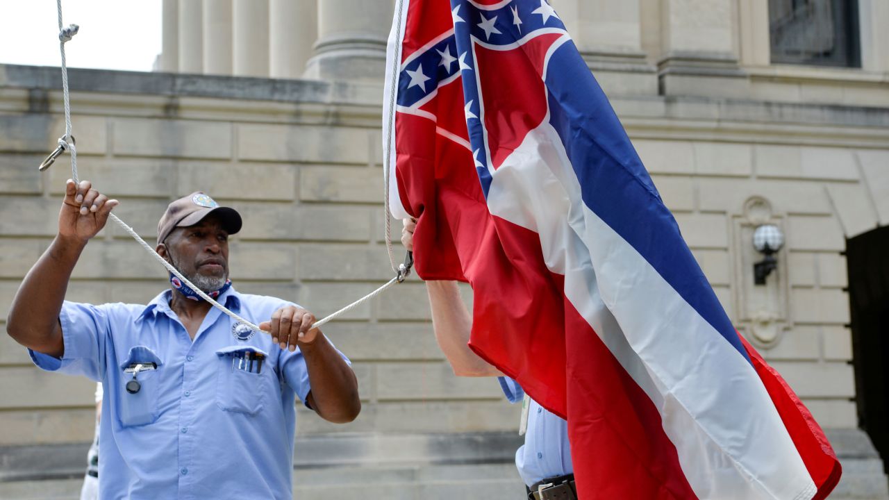 Willie Townsend, an employee of the Mississippi State Capitol, on June 30, 2020, hours before Mississippi Governor Tate Reeves signed a bill into law replacing the current state flag.