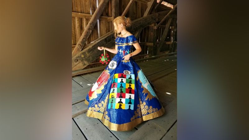 Teen s coronavirus themed prom dress made of duct tape is a work of art CNN