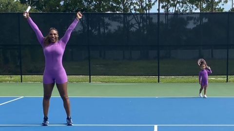 Serena Williams posted this photo on Instagram of her and her daughter playing tennis, with the message 