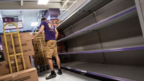 Bare shelves at the Phantom Fireworks store in Easton, PA. Unprecedented demand during the pandemic has many fireworks retailers struggling to keep up.