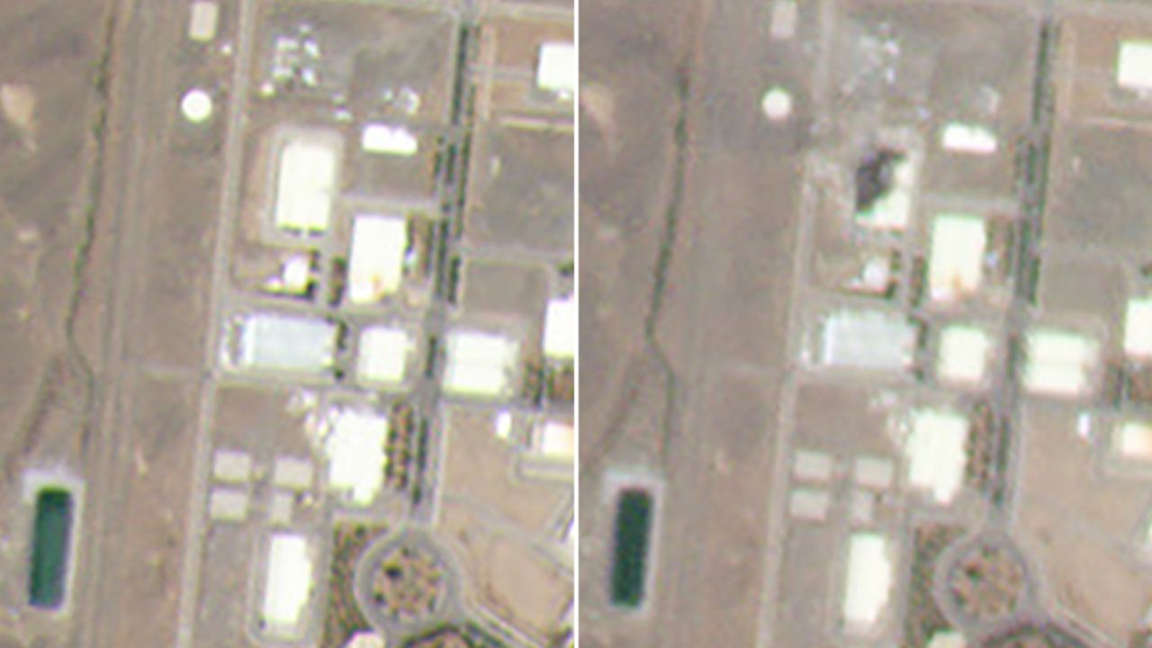 Satellite imagery shows the Natanz complex before and afte rthe fire.