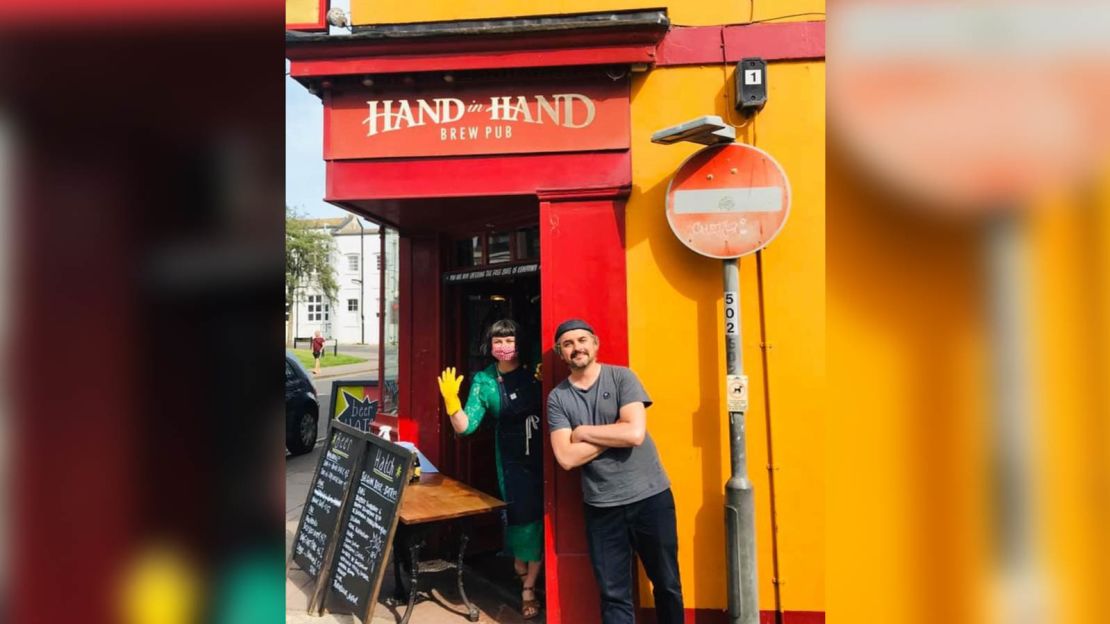 Jen and Clark Left at the Hand in Hand pub in Brighton.