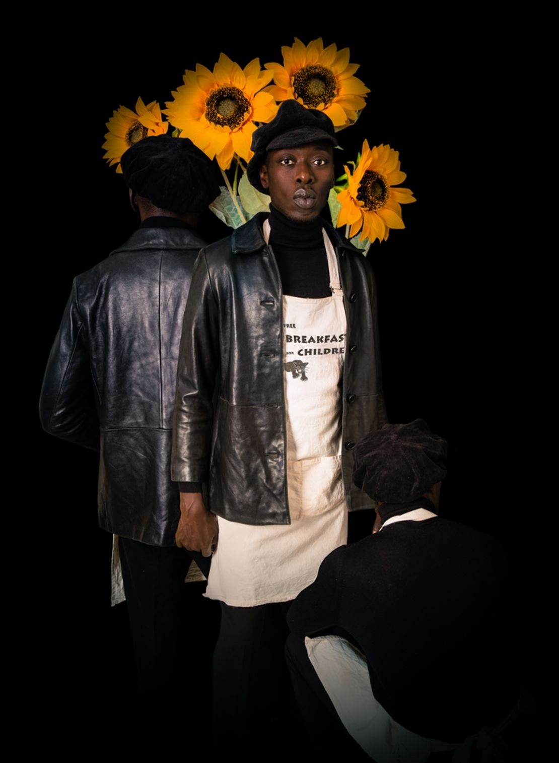 Diop as a member of the Black Panther Party, whose founders Huey P. Newton and Bobby Seale started the movement with community service outreach including a free breakfast program for kids.