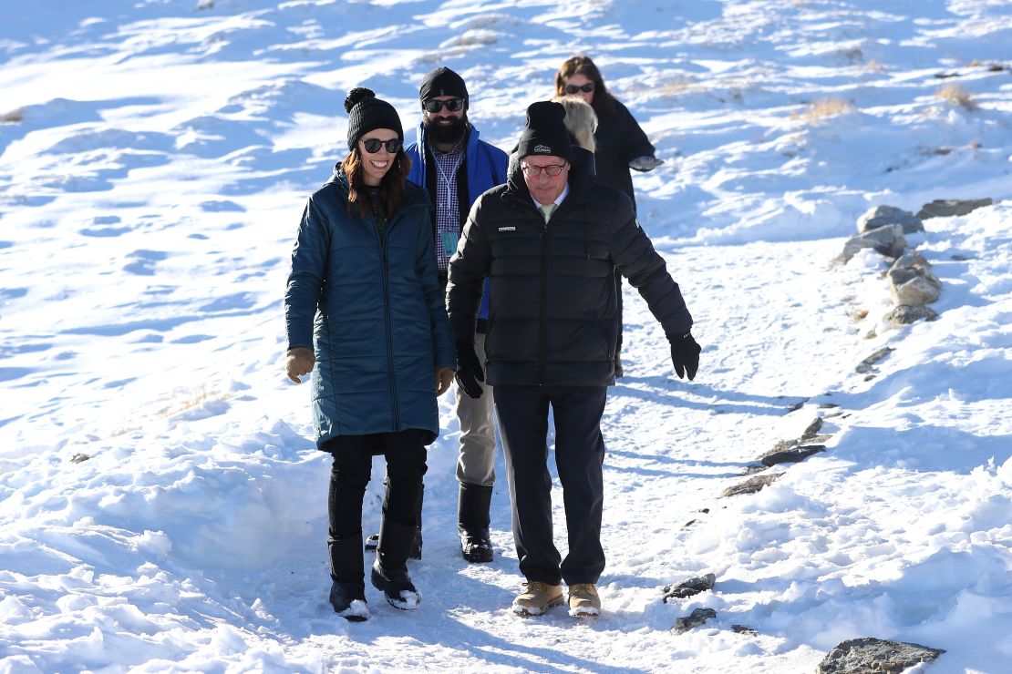 Prime Minister Jacinda Ardern during a visit to Cardrona Alpine Resort on June 26, 2020 in Cardrona, New Zealand, as the town's ski season opened to the public. 