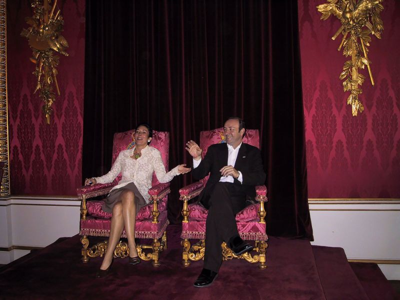 Ghislaine Maxwell and Kevin Spacey pictured posing on British throne picture