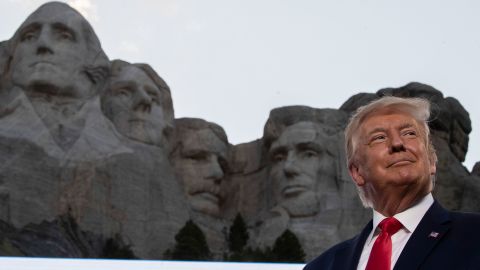 President Donald Trump smiles during an early Independence Day celebration at Mount Rushmore. During the event, President Trump made a <a href="https://www.cnn.com/2020/07/03/politics/trump-mount-rushmore-fireworks/index.html" target="_blank">divisive speech</a> railing against the recent <a href="https://www.cnn.com/2020/06/09/us/confederate-statues-removed-george-floyd-trnd/index.html" target="_blank">removal of monuments</a> around the country.