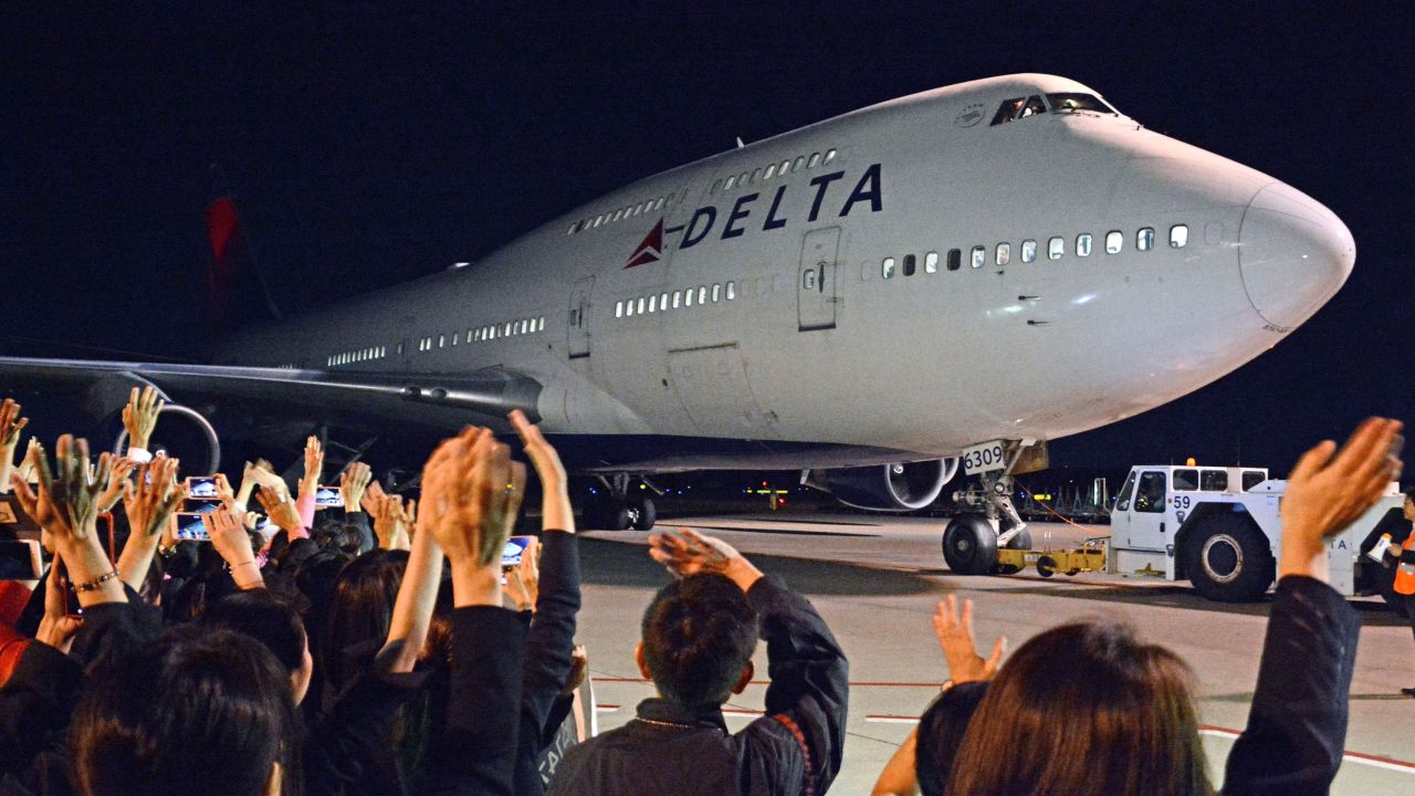 Crowds gathered at Narita airport near Tokyo to see off the final flights of a Delta Boeing 747 in October 2017. Delta was the last US airline to fly a passenger version of the beloved jet. How long Boeing will keep building the freighter version of the plane is now in question.