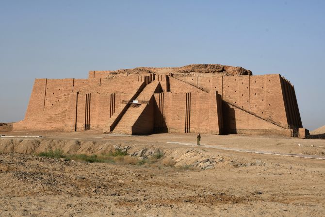 Standing for over 4,000 years, the Ziggurat of Ur was built around <a href="https://www.metmuseum.org/toah/hd/zigg/hd_zigg.htm" target="_blank" target="_blank">2100 BCE</a> and uses both baked and <a href="https://www.britannica.com/technology/ziggurat" target="_blank" target="_blank">unbaked mud bricks</a>. It's one of the best-preserved buildings from the time. The pyramid-like structure has a flat top for a temple or fort, which unfortunately hasn't survived.