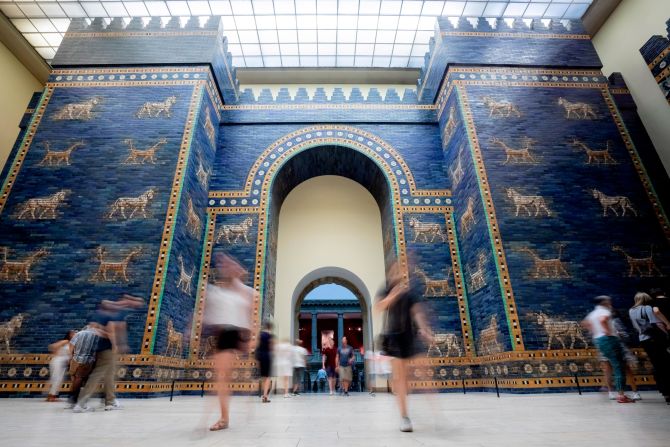 Commissioned by <a href="https://www.ancient.eu/Ishtar_Gate/" target="_blank" target="_blank">King Nebuchadnezzar II</a> around 575 BCE, the Ishtar Gate of Babylon showcases bulls, lions and dragons parading across 38-feet (11.5 meters) of blue-glazed bricks. The gate is now in Berlin's Pergamon Museum, while Iraq is home to a replica.