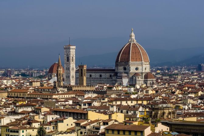 Italy has no shortage of incredible architecture, but the Duomo Florence stands out with its enormous brick and mortar dome. Construction started on the cathedral in 1296 but work on the dome didn't begin until <a href="index.php?page=&url=https%3A%2F%2Fduomo.firenze.it%2Fen%2Fdiscover%2Fdome" target="_blank" target="_blank">1418</a>. The structure is actually two domes, one inside of the other. The outer shell is made of <a href="index.php?page=&url=http%3A%2F%2Fwww.museumsinflorence.com%2Fmusei%2Fcathedral_of_florence.html" target="_blank" target="_blank">4 million</a> specially shaped bricks. 