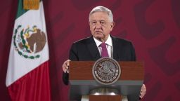 (200702) -- MEXICO CITY, July 2, 2020 (Xinhua) -- Mexican President Andres Manuel Lopez Obrador speaks during a press conference in Mexico City, Mexico, July 1, 2020.
  The U.S.-Mexico-Canada Agreement (USMCA) officially entered into force on Wednesday, replacing the 26-year-old North American Free Trade Agreement (NAFTA). (Str/Xinhua) (Photo by Xinhua/Sipa USA)