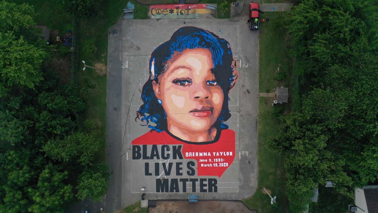 Artists and volunteers from Future History Now painted a 7,000 square foot mural of Breonna Taylor. 